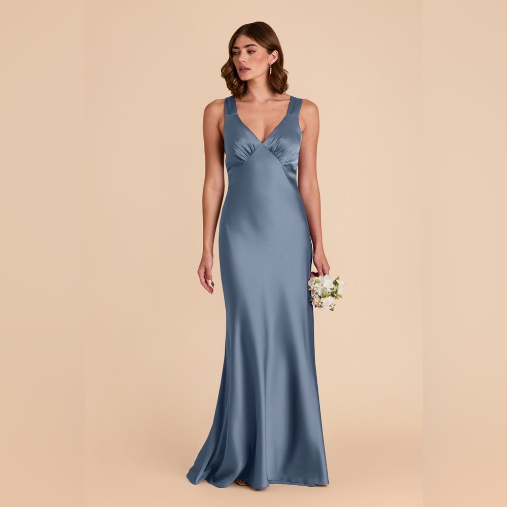 Cobalt Blue Satin Evening Gown- Birdy Grey